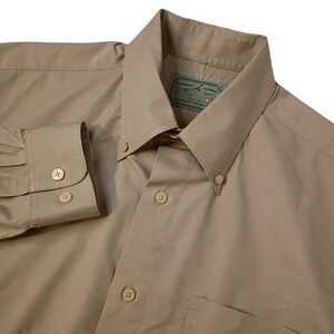 Vtg Cooper Jones Shirt Mens Large Beige Tan Workshirt Pocket Button Down 80s 90s